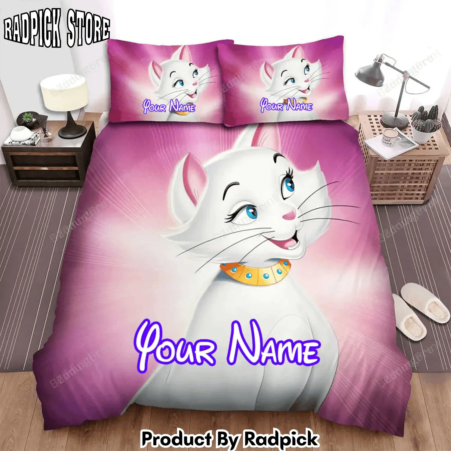 Radpick the aristocats classic poster bed sheets duvet cover personalized name bedding sets rp3271437